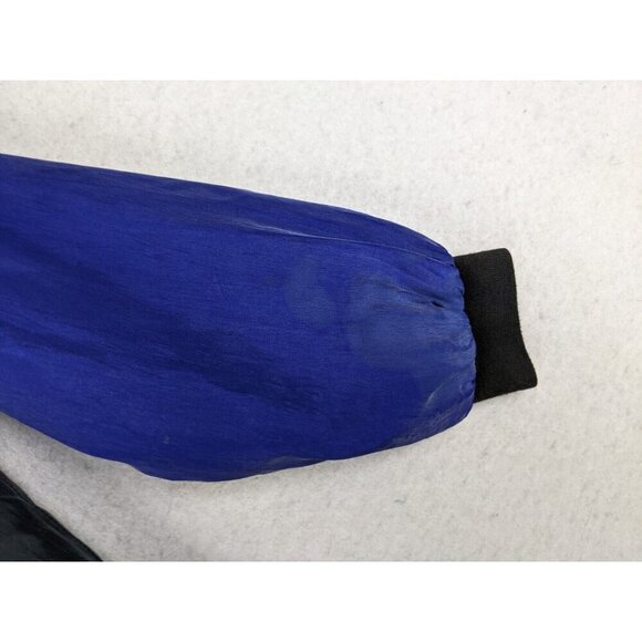 Robert Stock Boy's 100% Silk Bomber Jacket Black Blue Size Small FLAWS - Picture 7 of 16